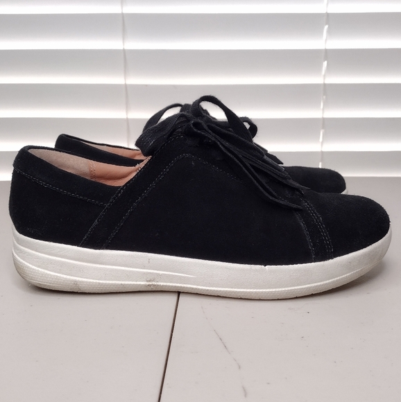 Fitflop F-Sporty II Black Suede Comfort Low Top Lace Up Fringe Sneakers Sz 7 - Picture 3 of 12